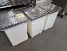 +VAT 3 Cater Life mobile ingredients bins with stainless steel lids