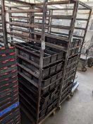 +VAT 52x82cm mobile bakers trolley to include 7 trays with 25cm long bread tins