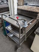 +VAT 100cm stainless steel preparation table with a bench mount can opener