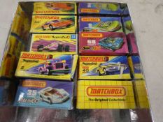 Eight Matchbox models: 2 rescue hovercraft, 40 Guildsman 1, 34 Formula 1 racing car, 35 Fandango