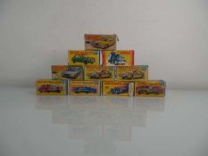 Ten Matchbox models: 56 BMC 1800 Pinnafarina x 2, 62 Rat Rod dragster, 24 Rolls Royce Silver Shadow,