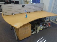 +VAT Furniture in the downstairs office to include inc: 5 matching curved front desks and 3 assorted