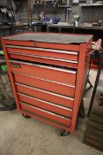 +VAT Clarke red 7 drawer mobile engineers tool cabinet with contents