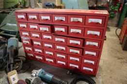 +VAT Red steel 36 drawer parts cabinet