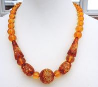 Vintage 26 Inch Chunky Honey Amber Bead Necklace
