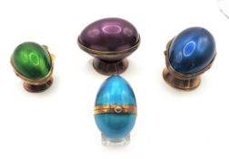 Small Collection Decorative Enamel & Brass Trinket Eggs