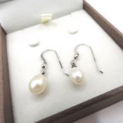 Sterling Silver Cultured Pearl Earrings New With Gift Pouch