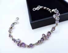 Artisan Sterling Silver 5 Carat Amethyst Bracelet