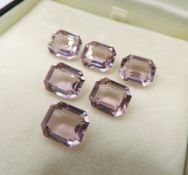 5 x Loose 5.6CT Emerald Cut Light Amethyst Gemstones Size 12x10mm 28 Carats Total