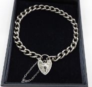 Sterling Silver Chain Link Padlock Bracelet 19 grams