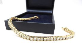 Gold On Sterling Silver 15 Carat CZ Tennis Bracelet.