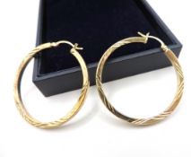 14k Gold On 925 Sterling Silver Hoop Earrings New With Gift Pouch.