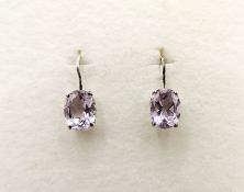 Sterling Silver 2.5CT Rose De France Amethyst Earrings New With Gift Pouch