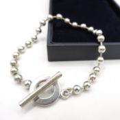 Sterling Silver Tiffany Style Toggle Bead Bracelet 16 Grams