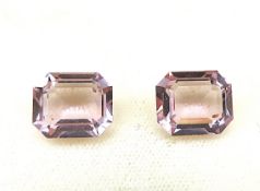 2 x Loose Emerald Cut Light Amethyst Gemstones Size 12x10mm (11.20 Carats)