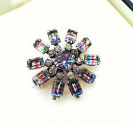 Art Deco Rainbow Iris Glass Brooch c. 1930's