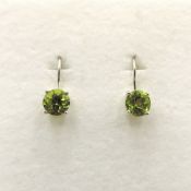 Sterling Silver 1.7CT Peridot Gemstone Earrings New With Gift Pouch