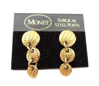 Vintage Signed Monet Earrings For Pierced Ears New Unworn