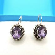 Suarti Sterling Silver Amethyst Earrings