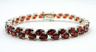 Sterling Silver 35 Carat Red Sapphire Gemstone Tennis Bracelet New With Gift Box