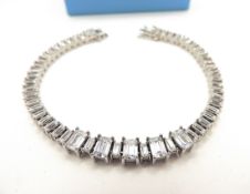 Sterling Silver 27 Carat Baguette Cubic Zirconia Bracelet With Gift Box