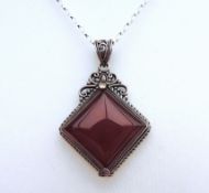 Sterling Silver Suarti Red Carnelian Necklace