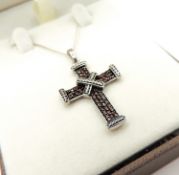 Cognac Diamond Pendant Necklace In Sterling Silver New With Gift Box.