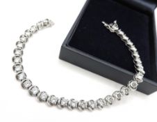 New Sterling Silver Cubic Zirconia Gemstone Tennis Bracelet