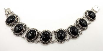 Artisan Sterling Silver Black Jet Bracelet c.1990.