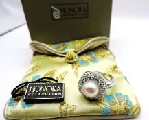 Honora 10mm Cultured Pearl Sterling Silver Ring New Boxed