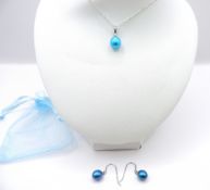 Sterling Silver Cultured Pearl Necklace and Earrings New With Gift Pouch