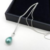 Sterling Silver Cultured Pearl Pendant Necklace New With Gift Pouch
