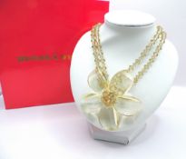 Butler & Wilson Champagne Aurora Borealis Crystal Flower Necklace With Gift Box
