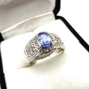 Sterling Silver Tanzanite Ring New With Gift Pouch