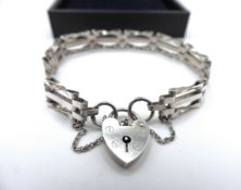 Vintage Sterling Silver 3 Bar Gate Bracelet