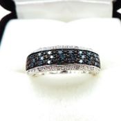 Blue Diamond Ring In Sterling Silver New With Gift Pouch
