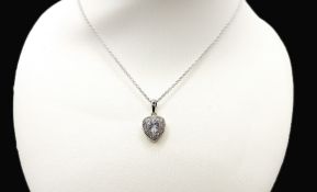 Sterling Silver Simulated Diamond Pendant Necklace New With Gift Box