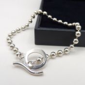 Sterling Silver Toggle Bead Bracelet Hallmarked