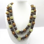 Vintage 38 Inch Chunky Gemstone Bead Necklace
