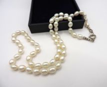 Cultured Pearl Necklace 20 Inches With Silver Clasp
