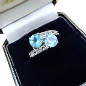 Sterling Silver Topaz Ring New With Gift Pouch