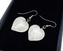 Sterling Silver White Quartz Drop Earrings New With Gift Pouch