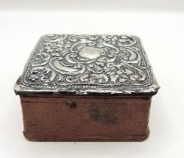 Antique Sterling Silver Lidded Leather Box