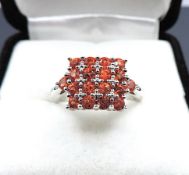 Sterling Silver 4.8 Carat Sunburst Sapphire Ring New With Gift Box