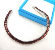 Sterling Silver 13 Carat Red Tourmaline Tennis Bracelet