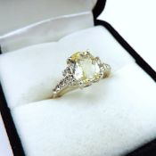 Sterling Silver 2.9CT Lemon Citrine Ring New With Gift Pouch.