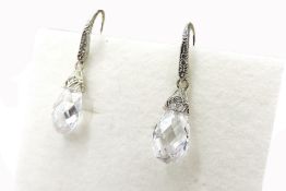 Sterling Silver Swarovski Crystal Drop & Dangle Earrings New With Gift Pouch