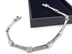 Sterling Silver White Sapphire Tennis Bracelet Hallmarked