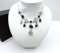 Sterling Silver Crystal Necklace New With Gift Box