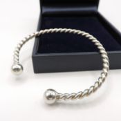 Sterling Silver Twisted Torque 4mm Bangle 15 Grams